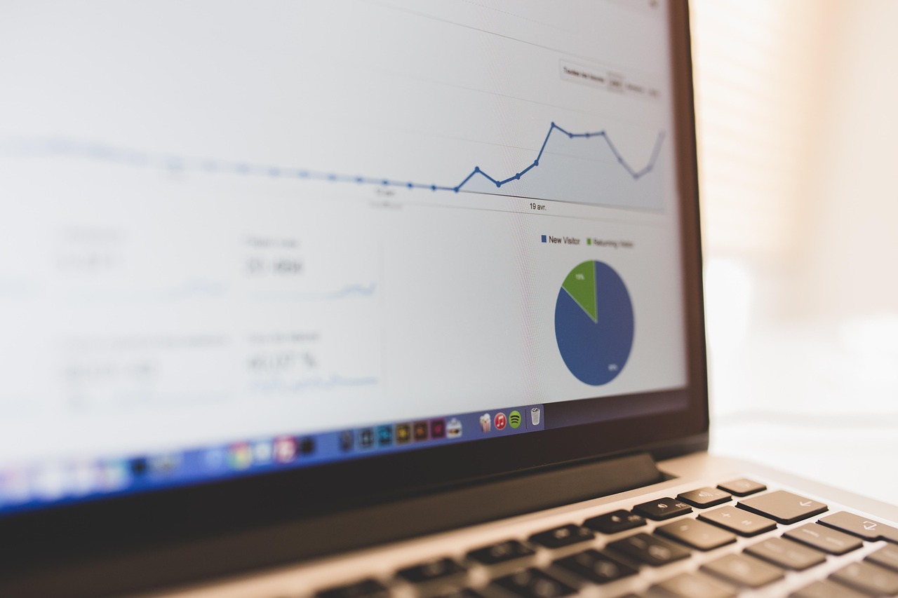 Laptop screen displaying an analytics dashboard with charts and cost data